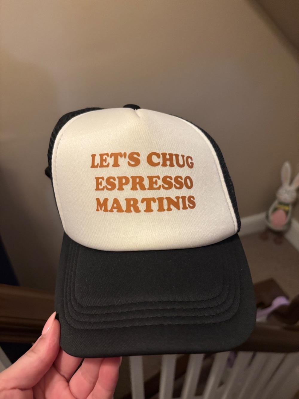 LET'S CHUG ESPRESSO MARTINIS Trucker Hat - Black & Cream